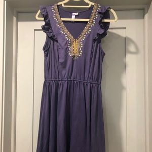 Purple dress with embroidery